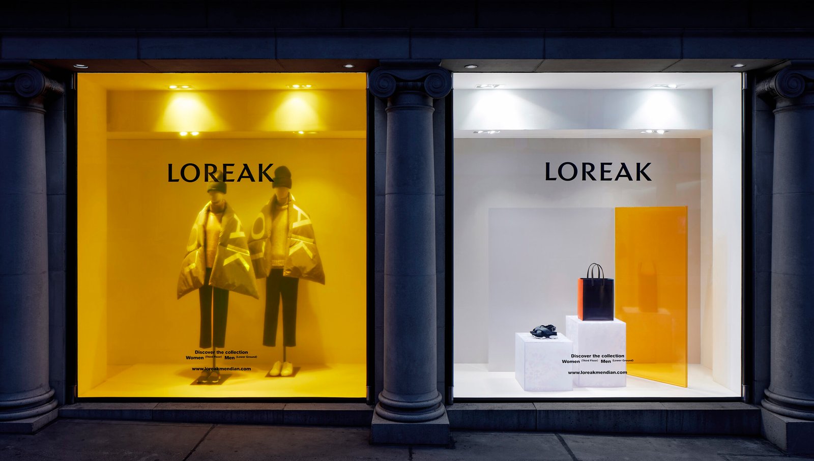 Loreak store windows at Fenwick in London